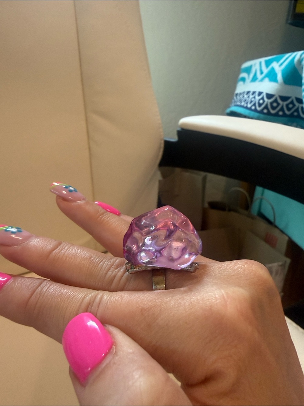 Vintage Statement Purple Resin Cocktail Ring - Fashion Women's Jewelry.